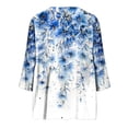 thumbnail image 5 of Mifsaly Button Down Shirts for Women Floral Print V Neck 3/4 Sleeve Linen Tops Empire Waist Lightweight Boho Summer Top Beach Vacation Daily Wear Outfits L, 5 of 5