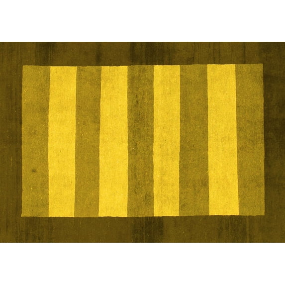 Ahgly Company Indoor Rectangle Abstract Yellow Modern Area Rugs, 5' x 7'
