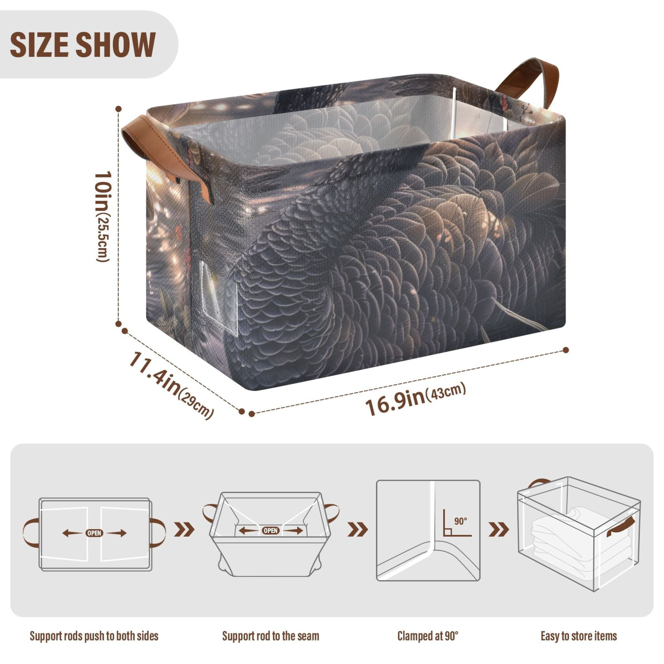 Black Swan Foldable Storage Large Fabric Storage Baskets Organizer Storage Bins with Handles for Shelves