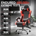 thumbnail image 3 of GOOSEA Ergonomic Gaming Chair with Footrest and Massage Lumbar Support, 2D Linkage Armrests and Headrest Pillow, for Office Home and Long Gaming Sessions, 330lbs，Black and Red, 3 of 7