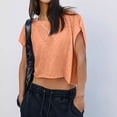 thumbnail image 5 of Lcziwo Short Sleeve Tops for Women Open Back Y2K Slouchy Cropped Tees Backless Athletic Running Gym Shirts 2026 Orange,S, 5 of 7
