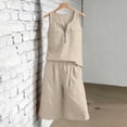 thumbnail image 6 of Mifsaly Summer 2 Piece Sets for Women Sleeveless Zip Up Tank Top and Wide Leg Capri Pants Casual Loose Fit Travel Vacation Matching Lounge Outfits Khaki,XL, 6 of 8