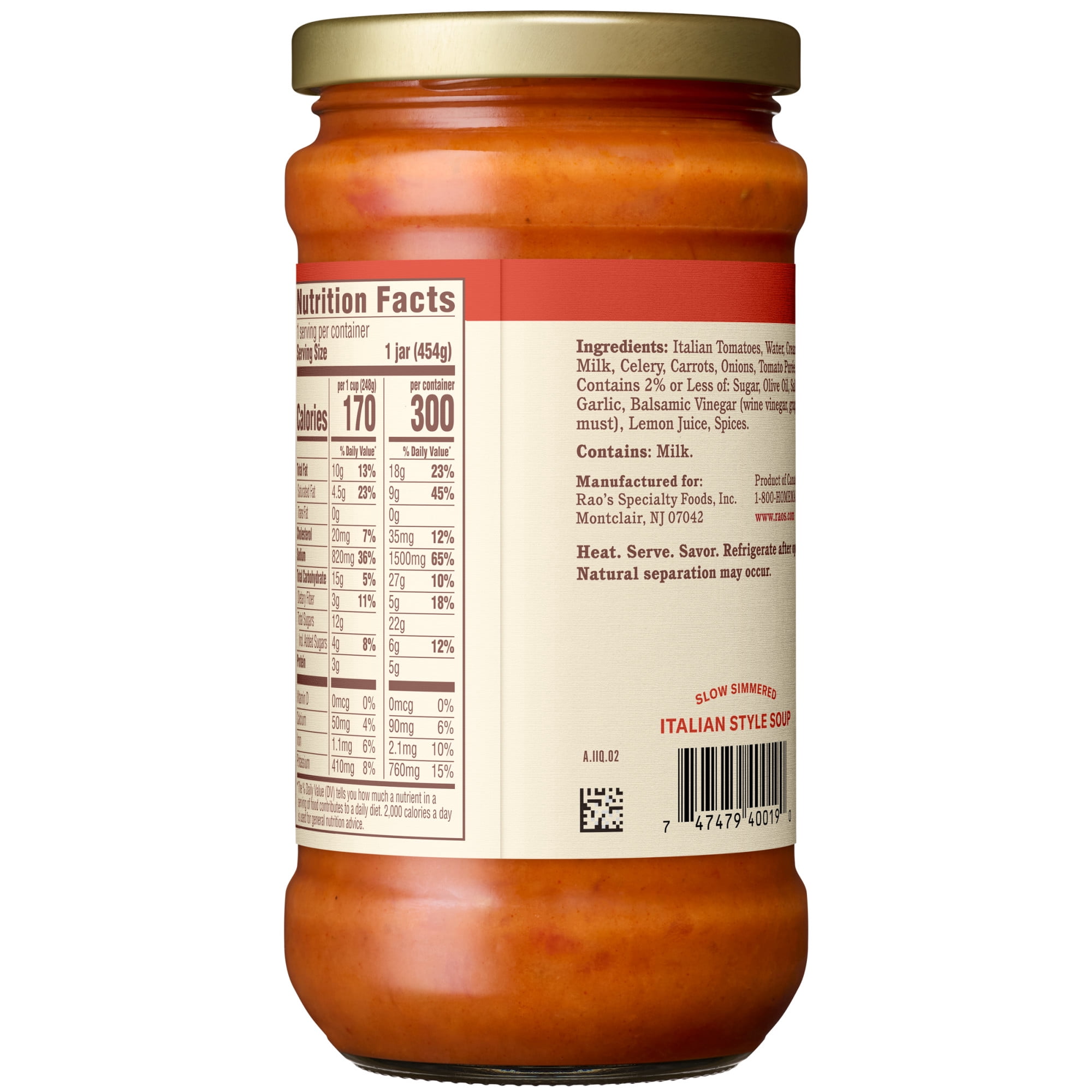 Rao’s Made for Home Creamy Tomato Soup, 16 oz