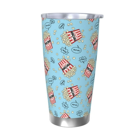 

Junzan I Am A Fan Popcorn for 20oz Stainless Steel Insulated Car Cup with Spillproof Lid - Insulated Coffee Mug Thermal Cup-Without Straw