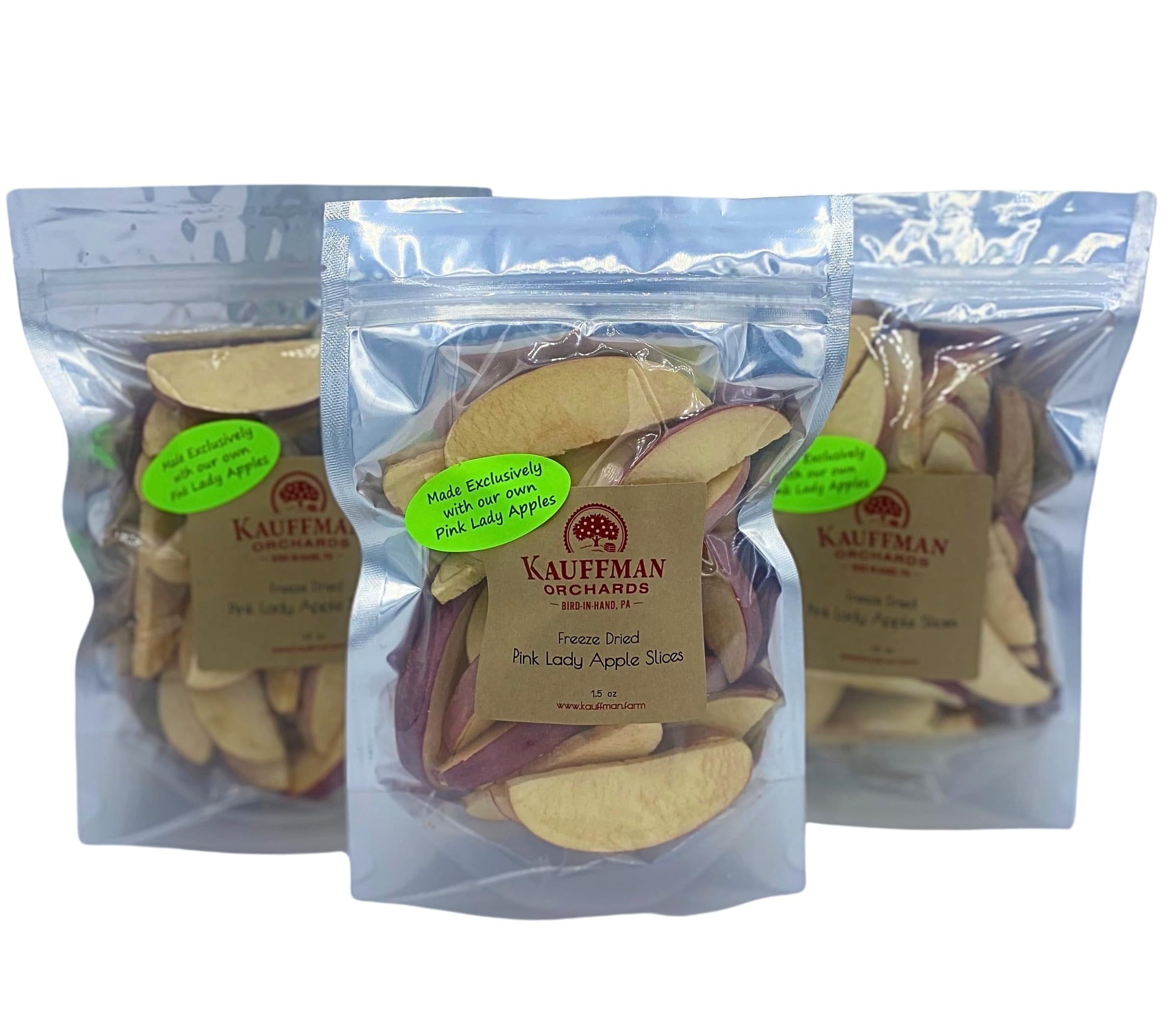 Kauffman Orchards Freeze-Dried Pink Lady Apples- Nutritious and Delicious Lightweight Homemade Fruit Snack - 1.5 Oz.