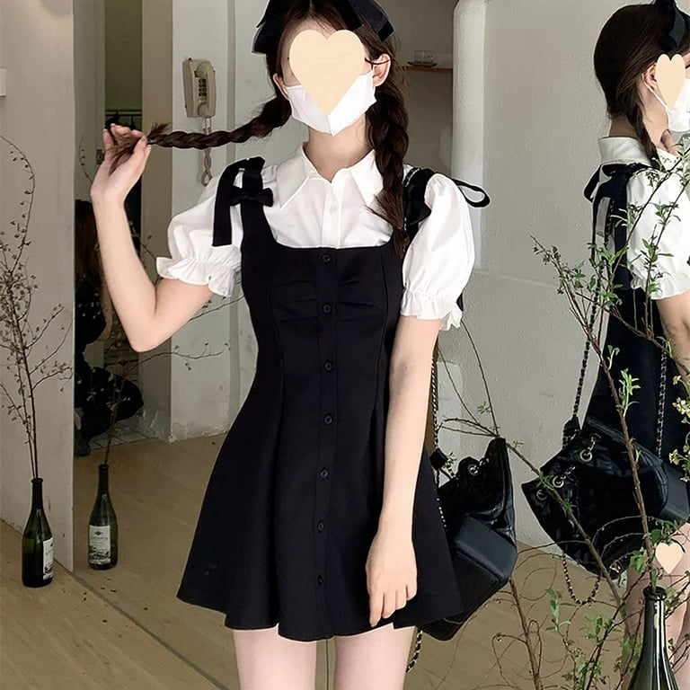 Korean style black dress top