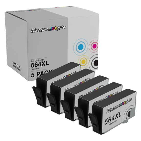 DI Ink Cartridge Replacement for HP 564XL CN684WN High Yield Black, 5-Pack Compatible with HP Deskjet: 3070a 3520 eAIO 3521 3522 eAIO 3524 eAIO 3526 OfficeJet: 4620 4622 4622