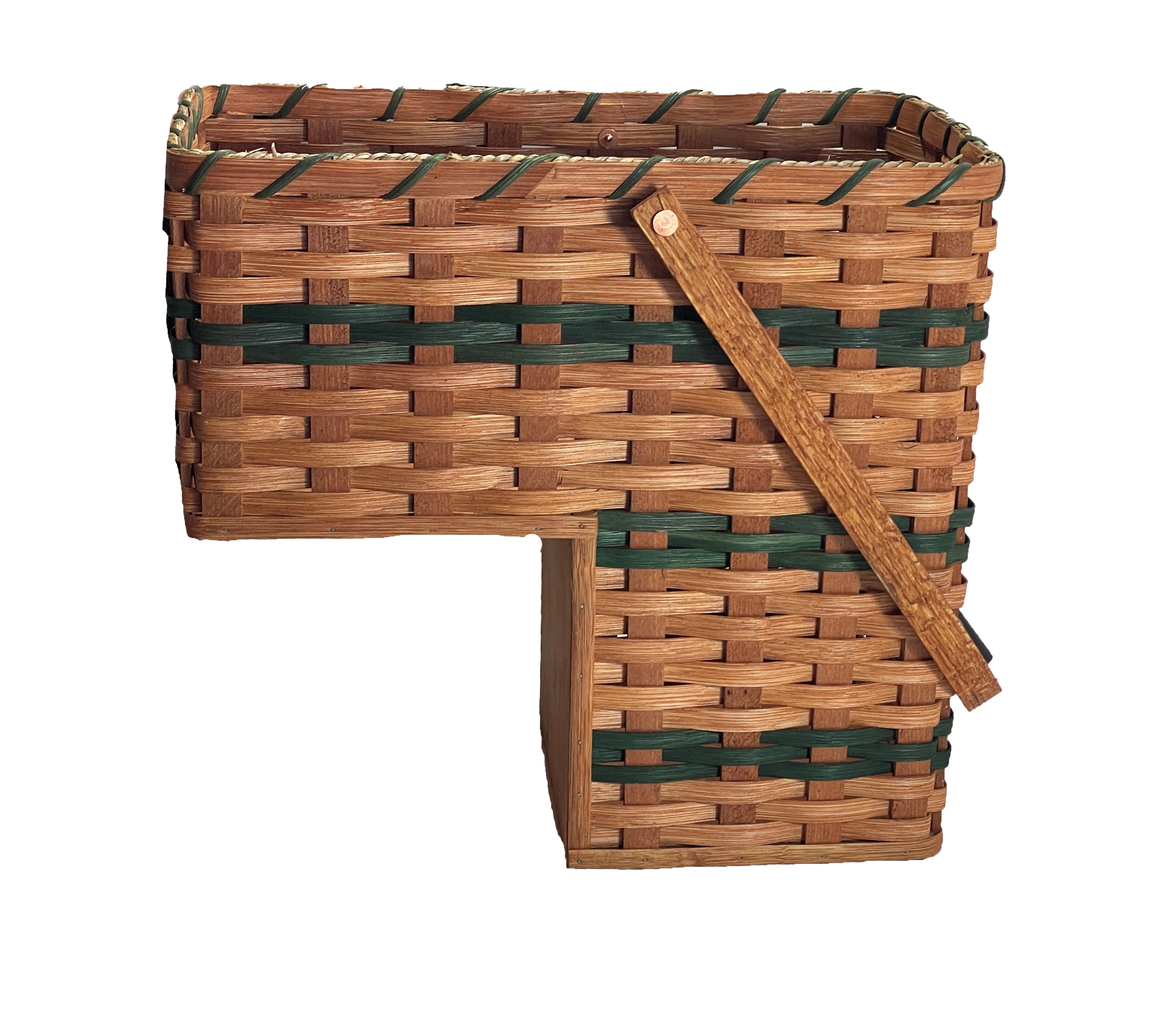 Amish Baskets and Beyond Oak Stair Step Storage Basket Swinging Handle
