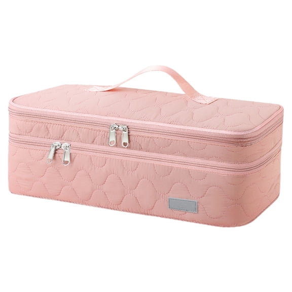 Portable Hair Dryer Bag,Double Layer Double Zipper Carrying Case,Travel Hair Dryer Case,Portable Tools Bag,for Hair Dryer,Water Resistant Hair Dryer Accessories Organizer,15.7''x5.5''x3.9''(Pink)