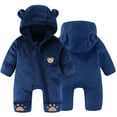 thumbnail image 2 of DHFJKG Baby Unisex Fuzzy Animals Bunting Bodysuit With Ears Hood Long Sleeve Zipper Jumpsuits For Boys Girls 1-12 Months Home Relaxation Winter Warm Comfort One-Pieces, 2 of 3