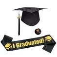 thumbnail image 2 of CaiYueKe Graduation Headband and Shoulder Straps for Congrats Grad Party Supplies Bachelor Cap Headband with Doctoral Hat Black Sash Satin Tassels Tiaras for Graduation Party Dress up Favor Photo, 2 of 6