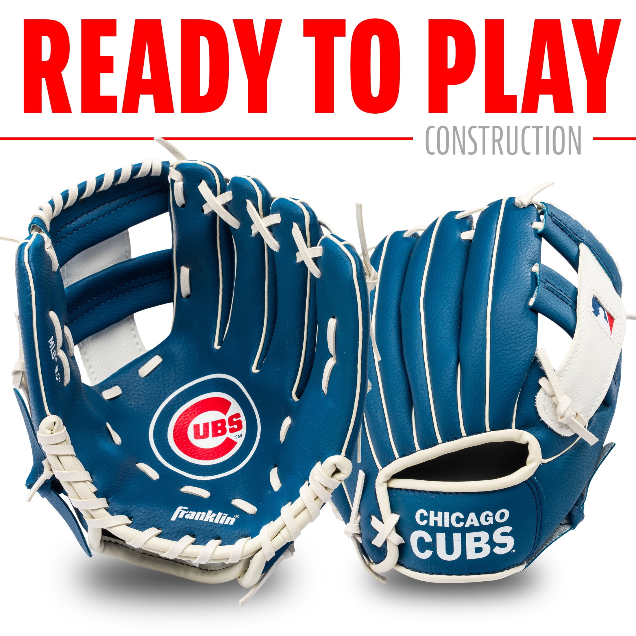 Franklin Sports MLB Chicago Cubs Youth Teeball Glove + Ball Set, 9.5 in