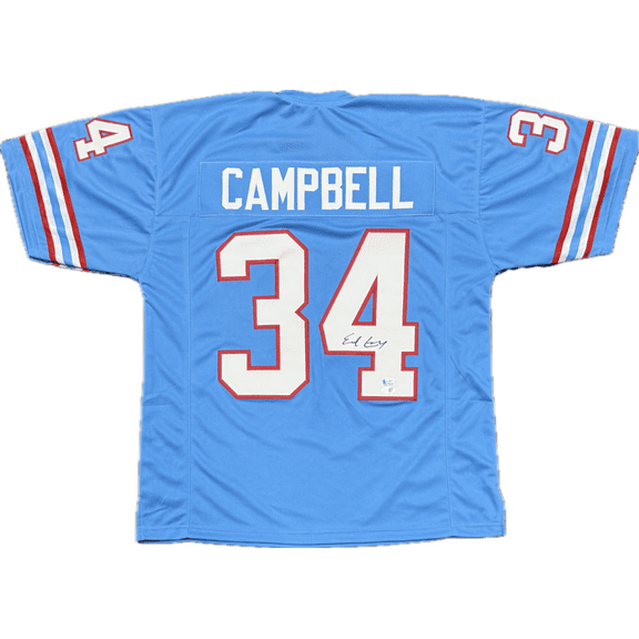 Earl Campbell Signed Autographed Custom Blue Red White Jersey JSA Authentication