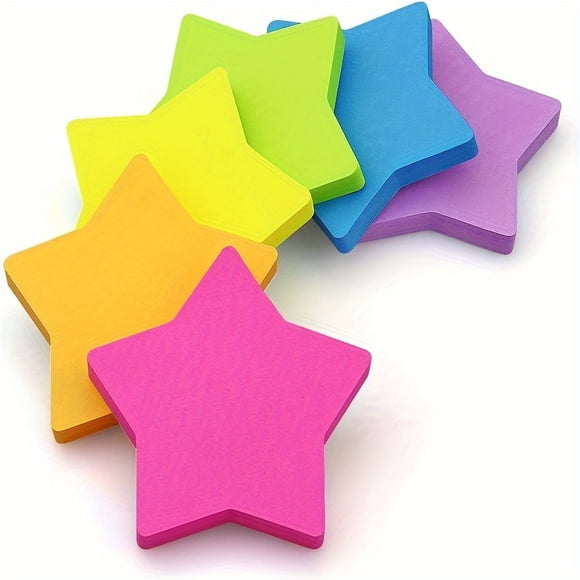 6 Colour star shaped sticky notes, star shaped colored sticky notes, N stickers, 30 sheets per Colour, 7cm * 7cm