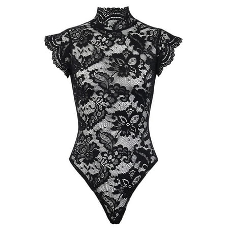 jovati Lace Bodysuit with Super Sexy Cross on the Back High Neck Thong ...