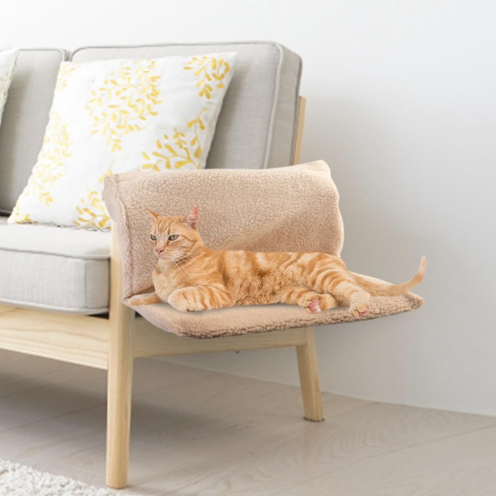 Plush L - Shaped Cat Hammock Cat Bed - Hanging Style for Window Sills, Bedside, Stools, Includes Cat Mat - Ideal for Cats of Various Sizes, Provides Comfortable Resting Spot