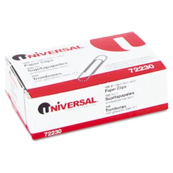 Universal A7072230A #1 Nonskid Paper Clips - Silver (100/Box, 10 Boxes/Pack)