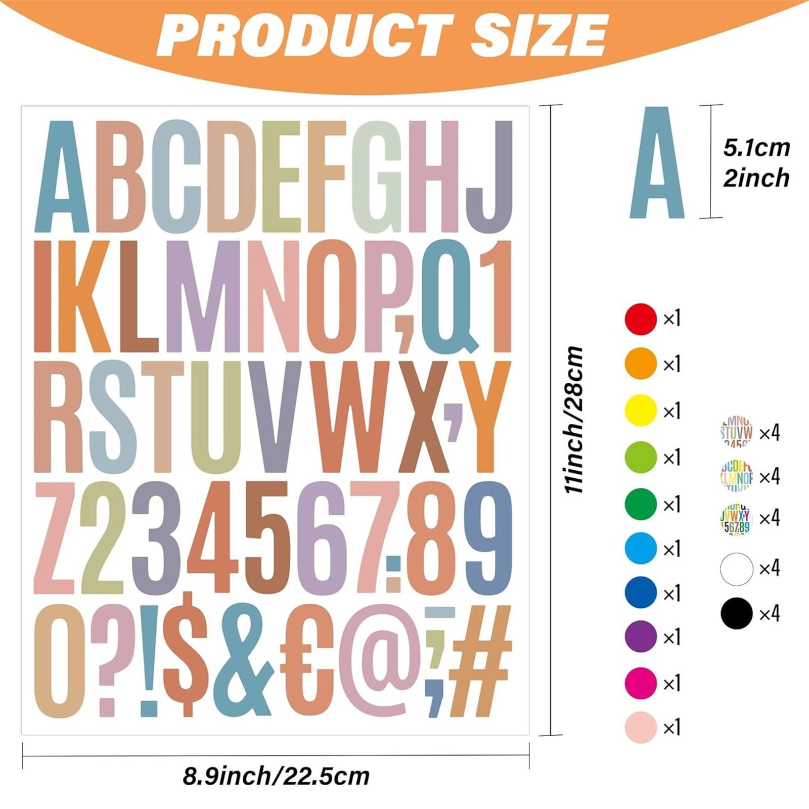 30Sheets Large Letter Sticker Decorative Sticker Gold Glittering Letter Number Sticker Adhesive Sticker for Scrapbooking