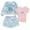 Blue / pink, variant on Disney Lilo & Stitch French Terry Drop Shoulder Pullover Sweatshirt, T-Shirt and Shorts 3 Piece Outfit Set Tie Dye Toddler to Big Kid