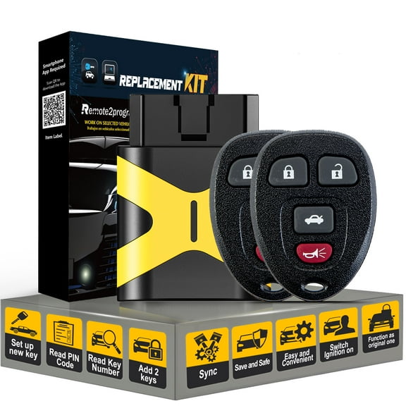 DIY Programmer for Add 2 Keys and Car Key Keyless Entry Remote Replacement for Chevy Malibu/Pontiac G6/G5 315MHZ with FCC: KOBGT04A