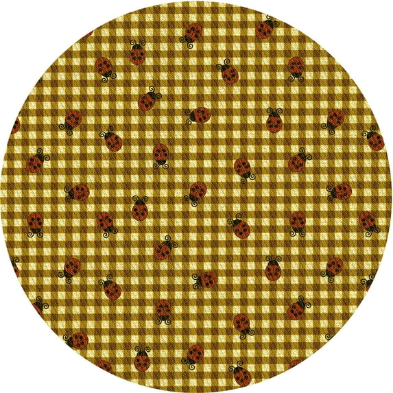 Ahgly Company Indoor Round Patterned Bee Yellow Area Rugs, 7' Round