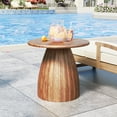 thumbnail image 6 of Oubayajia Round Side Table, Small Couch End Table Drink Table, Metal, Brown, 6 of 10