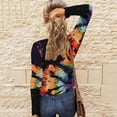 thumbnail image 3 of Long Sleeve Tunic Tops for Women Lace V Neck Tshirts Button Down Ruched Tees Trendy Fall Ombre Pullover, 3 of 5