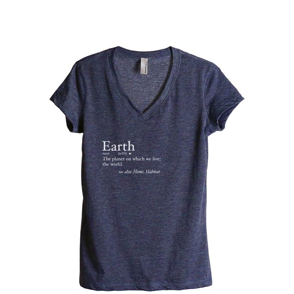 Earth Definition Women's Fashion Relaxed V-Neck T-Shirt Tee Heather Navy 2X-Large