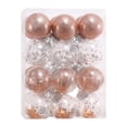 thumbnail image 1 of Mornei - Juego de 24 bolas navideñas para árbol de Navidad, diseño creativo, transparente, color oro rosa, 1 of 8