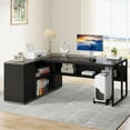 thumbnail image 6 of Tribesigns 71 inch L Shaped Executive Desk with Cabinet Storage, Rustic Brown Business Furniture Desk Workstation with Shelves for Home Office, 6 of 8