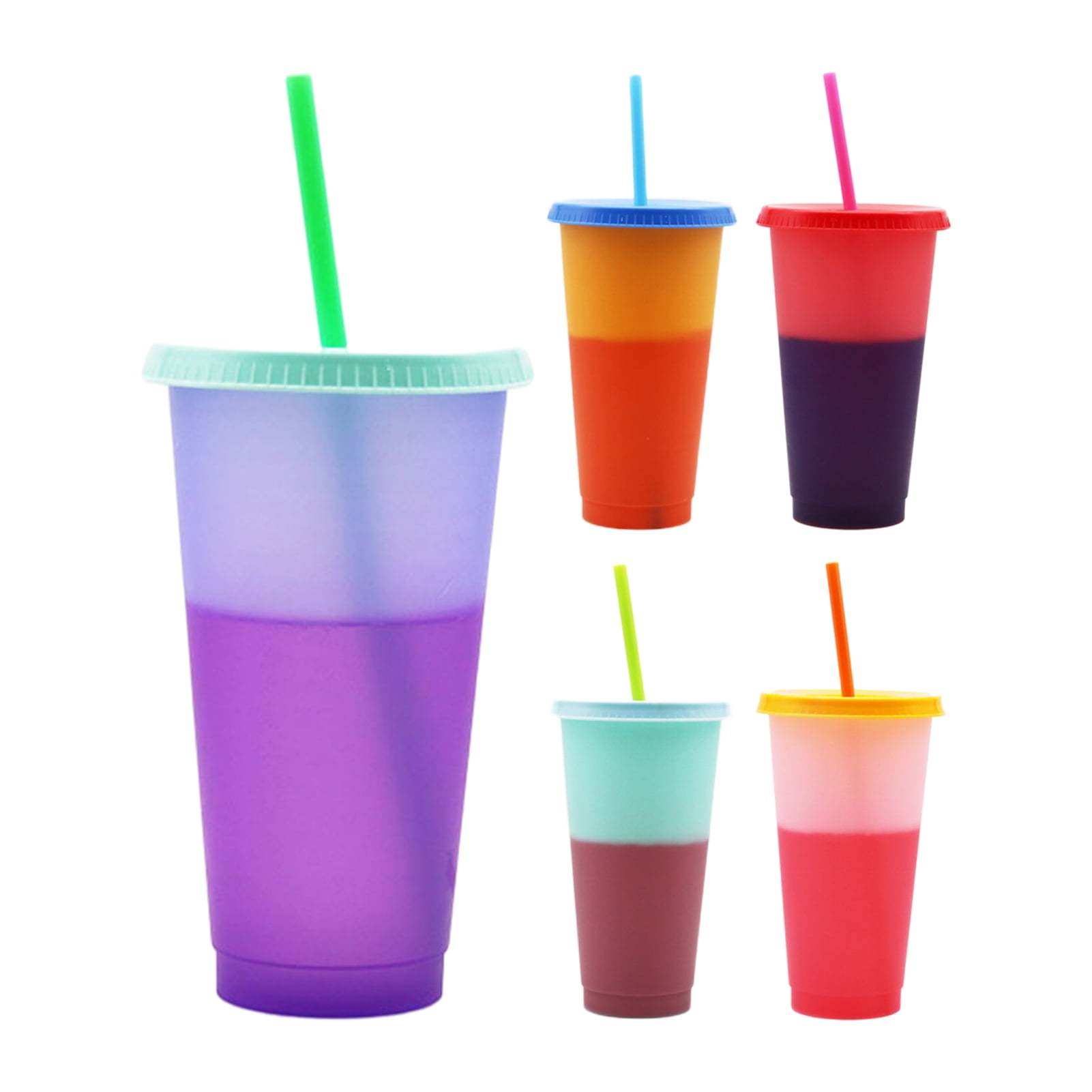 Cheers.US 720ML Color Changing Cups Tumblers with Lids Straws，5 colors