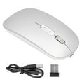 thumbnail image 1 of Ratón inalámbrico para juegos, óptico, recargable, de 2,4 GHz y modo dual, Bluetooth 5.0, para oficina y juegos, color plateado, 1 of 8