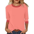 thumbnail image 2 of Lixiuxyad Women Basic Tee Long Sleeve Casual T Shirt Round Neck Color Loose Fit Basic Top Tee Blouse Comfortable Daily Wear Shirt,Orange, 2 of 6