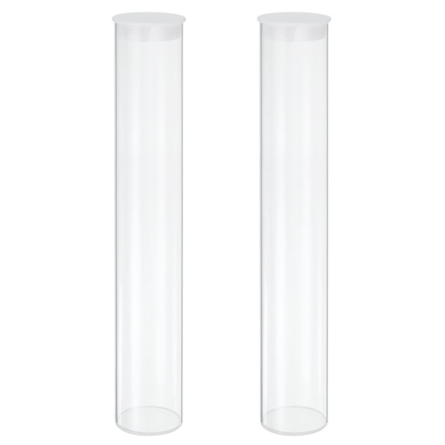 Tuberías de almacenamiento de plástico transparente Uxcell, 2" x 12" con tapa negra, 2 juegos