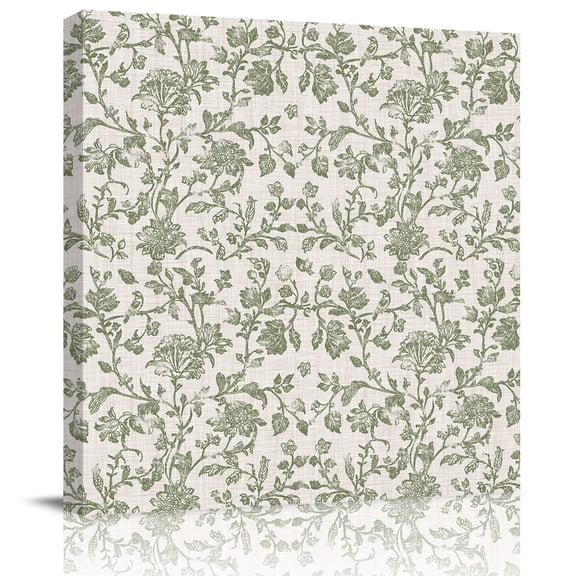 Wall Art Prints, Spring Flowers Framed Canvas Prints for Bedroom Living Room Bathroom Office, Farmhouse Sage Green Pastoral Floral Leaf Gallery Wrap Wall Art Poster for Gifts Home Decor 12"x12"