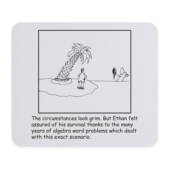CafePress - Deserted Algebra Island (B/W) Mousepad - Non-slip Rubber Mousepad, Gaming Mouse Pad