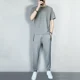 thumbnail image 3 of Conjunto de pantalones lisos para hombre, conjunto de camiseta y pantalones para entrenamiento sin logotipo para hombre, conjunto básico negro de dos piezas, camiseta nueva a juego de alta calidad, 3 of 5