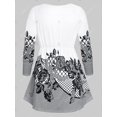 thumbnail image 2 of Floral Cinch Frente en V Cuello más grande Top Top Rosegal  Mangas largas de talla grande, 2 of 5