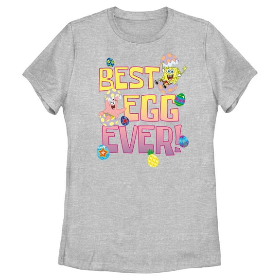 Women's SpongeBob SquarePants Easter Best Egg Ever Friends  Graphic Tee Athletic Heather 2X Large