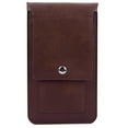 thumbnail image 2 of Professional Vegan Leather Vertical Smartphone Holster Wallet (Brown) with Belt Loop, Removable Carabiner, Card Slots - fits Smartphones up to 6.5-inch iPhone XR/XS Max/XS/X/8+ Galaxy S10+/S9 Note 9/8, 2 of 6