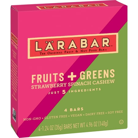 (4 Pack) Larabar Gluten Free Fruits + Greens Strawberry Spinach Cashew
