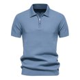 thumbnail image 5 of JTieacloth Collar Shirt for Men Mens Summer Lapel Casual Knit Shirt Fashion Solid Color Cotton Short Sleeve Tops Blue M, 5 of 5