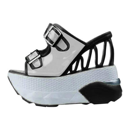 

ZTTD Casual Womens Open Toe Beach Shoe Buckle Straps Platform Sandals Wedges Slippers Women s Slipper A