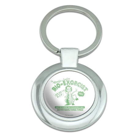 Beetlejuice Bio Exorcist Keychain Classy Round Chrome Plated Metal