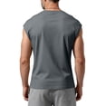 thumbnail image 4 of Mens Muscle Sleeveless Shirts Casual Cotton Workout Tank Tops Cut Off Shirts Gym Running Loose Fit Streetwear Top Dark Gray S, 4 of 6