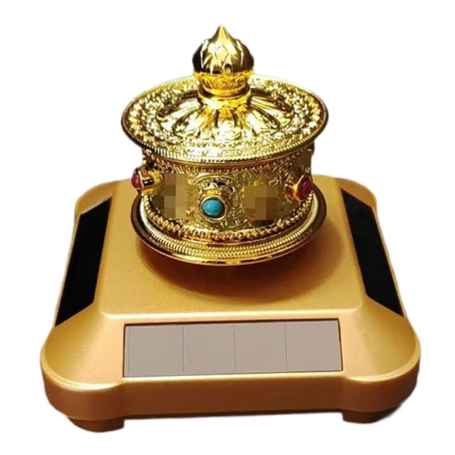 Rueda de oración , escritura budista giratoria, rueda de oración de energía solar Feng Shui para adorno de salpicadero de coche B