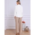 thumbnail image 3 of DARING DIVA Women's Long Sleeve Button Down Ruffled Collar Pleated Trim Top XS White, 3 of 6