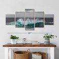 thumbnail image 2 of Elephant Stock Ocean Wave Pop Wall Art - Horizontal Multi Panel Canvas - Living Room Wall Decor - Beach Multi Panel - Gray And Teal Decor - 36" x 15", 2 of 4