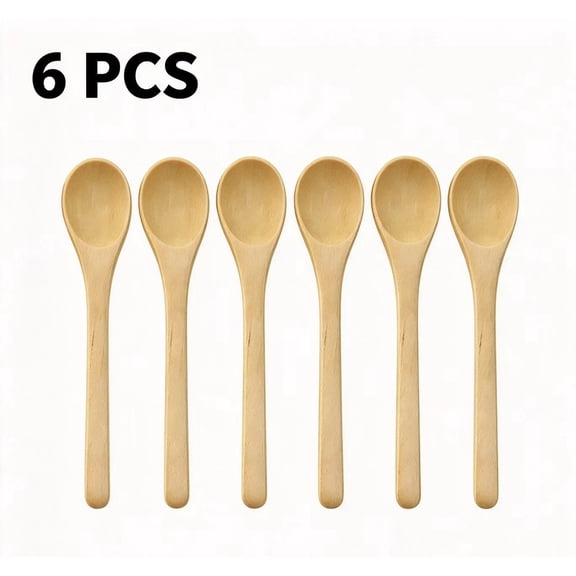 Vruelia Wooden Spoon Mini Size Wooden Cooking Spoon with 6 Pack