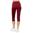 thumbnail image 5 of Juniors Active Stretch Capri Length Yoga Workout Leggings with Wide Wastband (Burgundy, L), 5 of 5